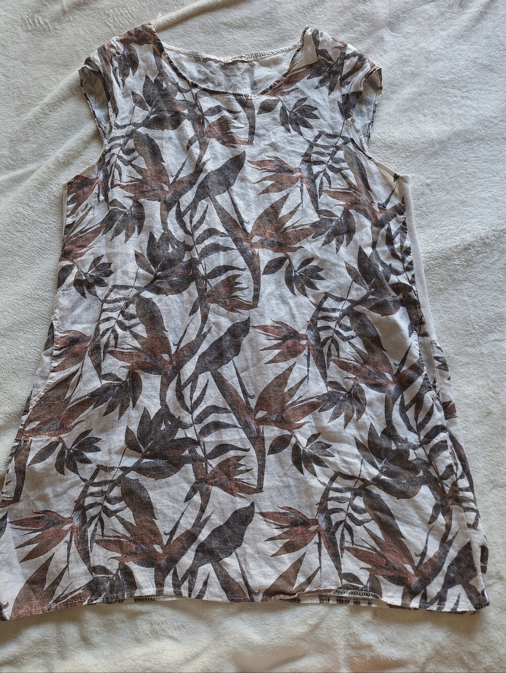 Lungo L'Arno Italy Linen Cotton Tropical Shift Dress Made in Italy Plus Size 2X
